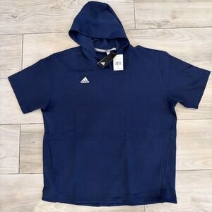 Adidas Icon SS Hoodie Baseball Sweatshirt Navy HF6266 Mens Size XL $70 NWT